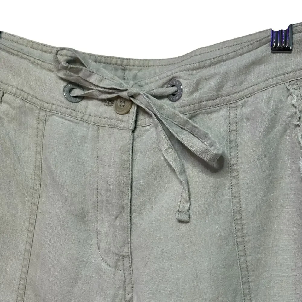 Tommy Bahama Khaki 100% Linen Summer Casual Capri Drawstring Pocket Pants sz 4 - Picture 5 of 7